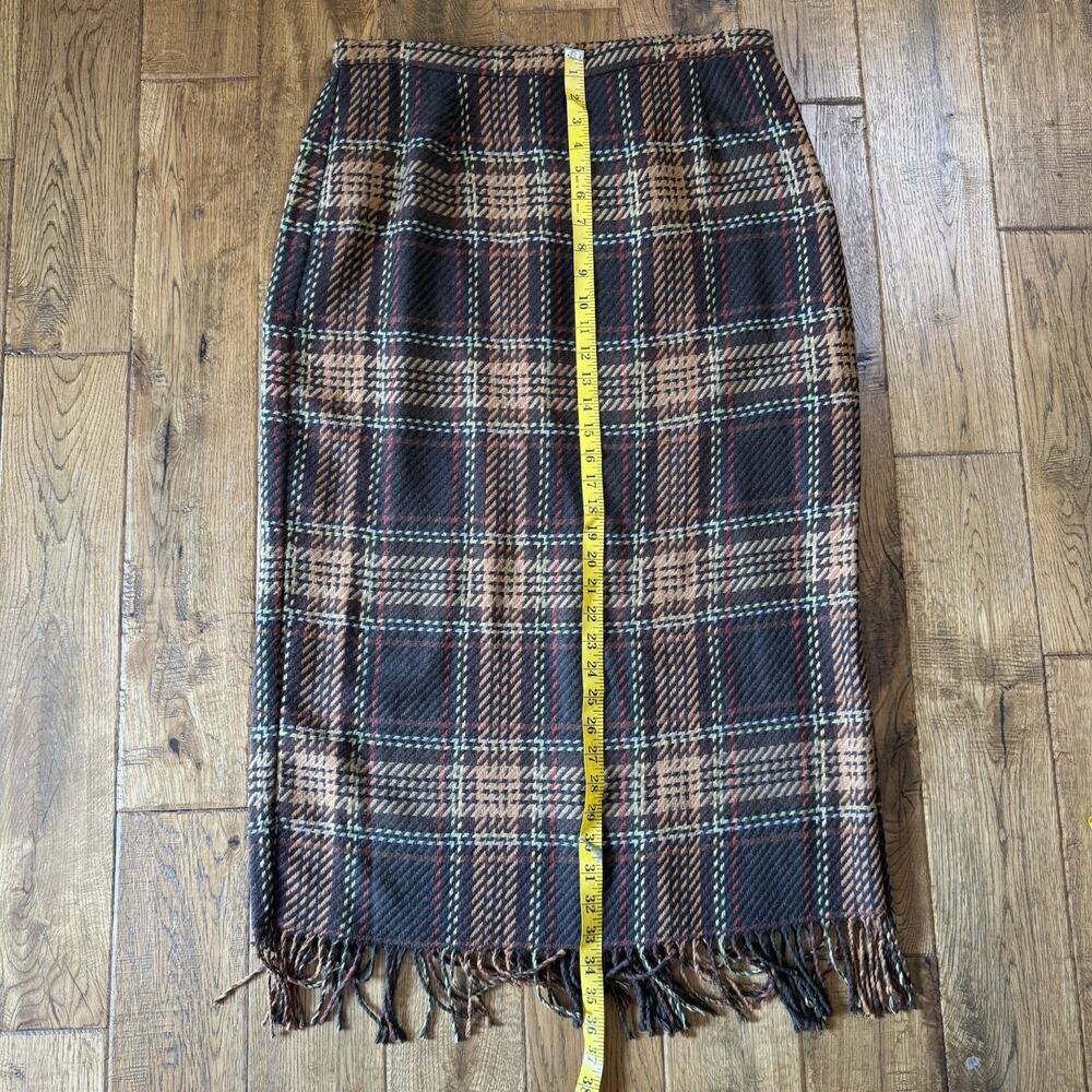 Requirements VTG Wool Blend Plaid Midi Maxi Skirt Fringe Equestrian Aesthetic 16 - Picture 4 of 5